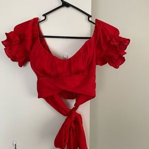 Cropped blouse with ties